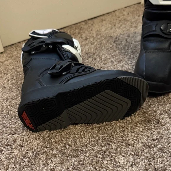 Fly Racing Black and White Motorcycle Boots Youth Mini Maverik Boots 11 - Picture 2 of 5